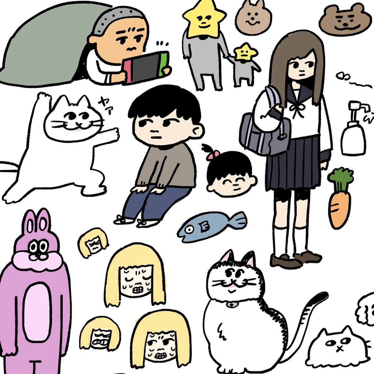 行き詰まった時は思い浮かんだものを思い浮かんだまま書いて適当に塗って気分転換する 