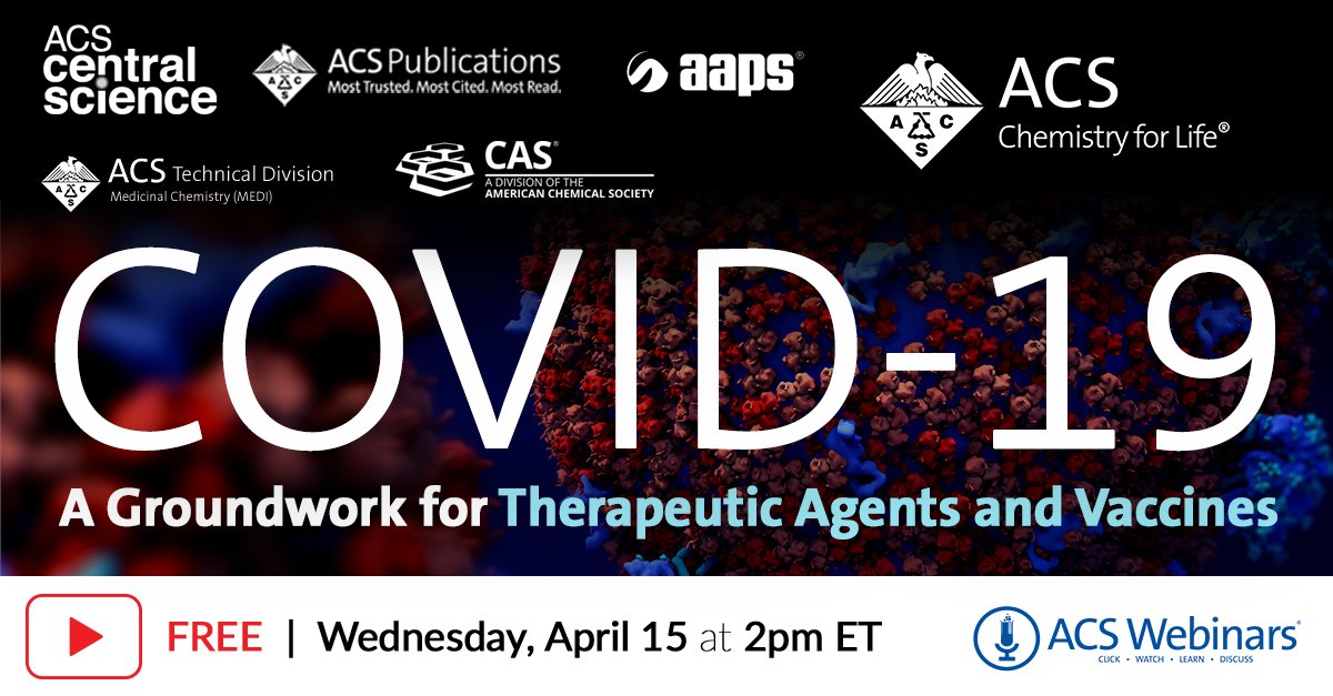 ACSPublications's tweet photo. Don't miss this webinar on Wednesday 4/15! Learn from CAS experts on the groundwork for developing treatments and a vaccine for #coronavirus #COVID19
https://t.co/3mUZtiOHXH https://t.co/sRXTec8D4S