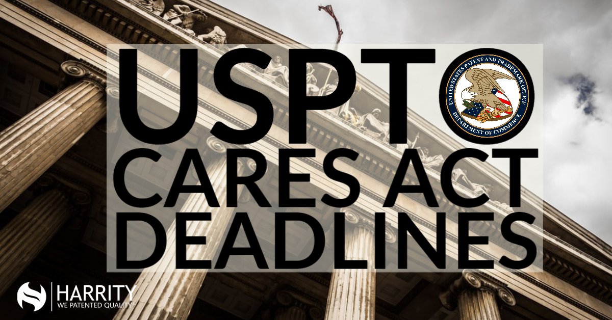 harrityllp's tweet photo. The passage for the #CARESAct has allowed the USPTO to extend certain deadlines when there is delay due to the #COVID19 outbreak. Learn more on the newest #HarrityBlog written by associate Ted Nissly. https://t.co/hPlqFxyFj6
#patentnews #patent #deadlines #USPTO #ipnews #covid https://t.co/OmjnC8oVi3
