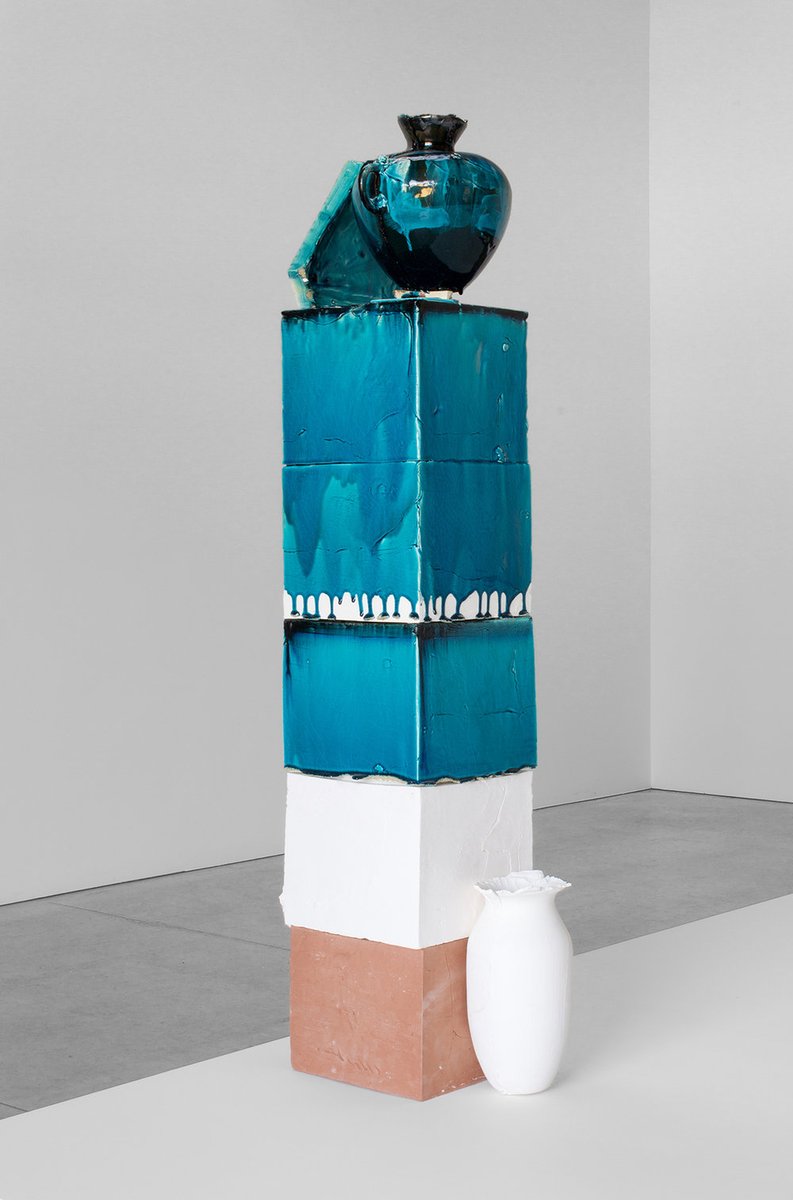 Mixed media sculpture by American artist Nicole Cherubini, 2010s, who combines traditional ceramics with found objects and newer materials like MDF, spray paint, and epoxy