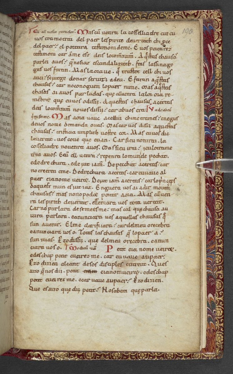 The 1st difference is language--the south is the land of the langue d'oc (from whence we get Languedoc), as opposed to the langue d'oil, which becomes modern French. Our oldest surviving texts in it are 11th c., this is a 1st half of 12th c. Gospel translation: 2/