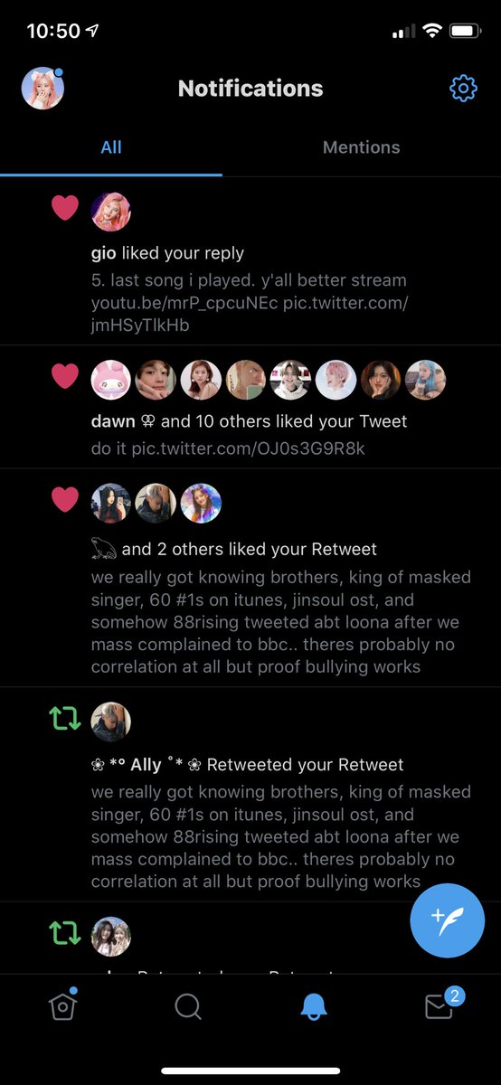 11. twt notifs (i've been acting like an rt bot lately bye)