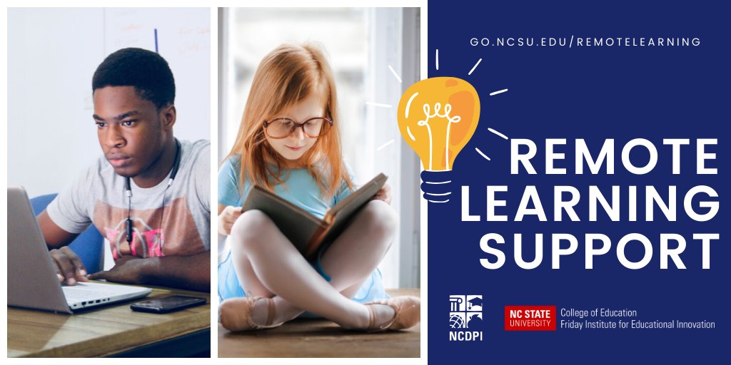We've partnered with <a href="/ncpublicschools/">NC Public Schools</a> to facilitate a series of webinars to support educators and ed leaders in #RemoteLearning. This week's sessions include addressing #LearningDifferences + the #SEL needs of students through remote learning. Register: go.ncsu.edu/remotelearning