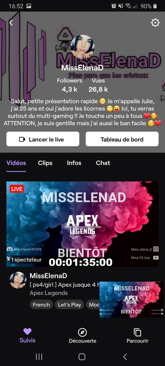 MissElenaD1's tweet photo. EN LIVE APEX !! Viens jeter un œil et pourquoi pas te follow si sa te plaît 🥰❤ #streaming #streameuse #twitch #twitchstreamer #ApexLegends #wraith https://t.co/YepH9EGQPt