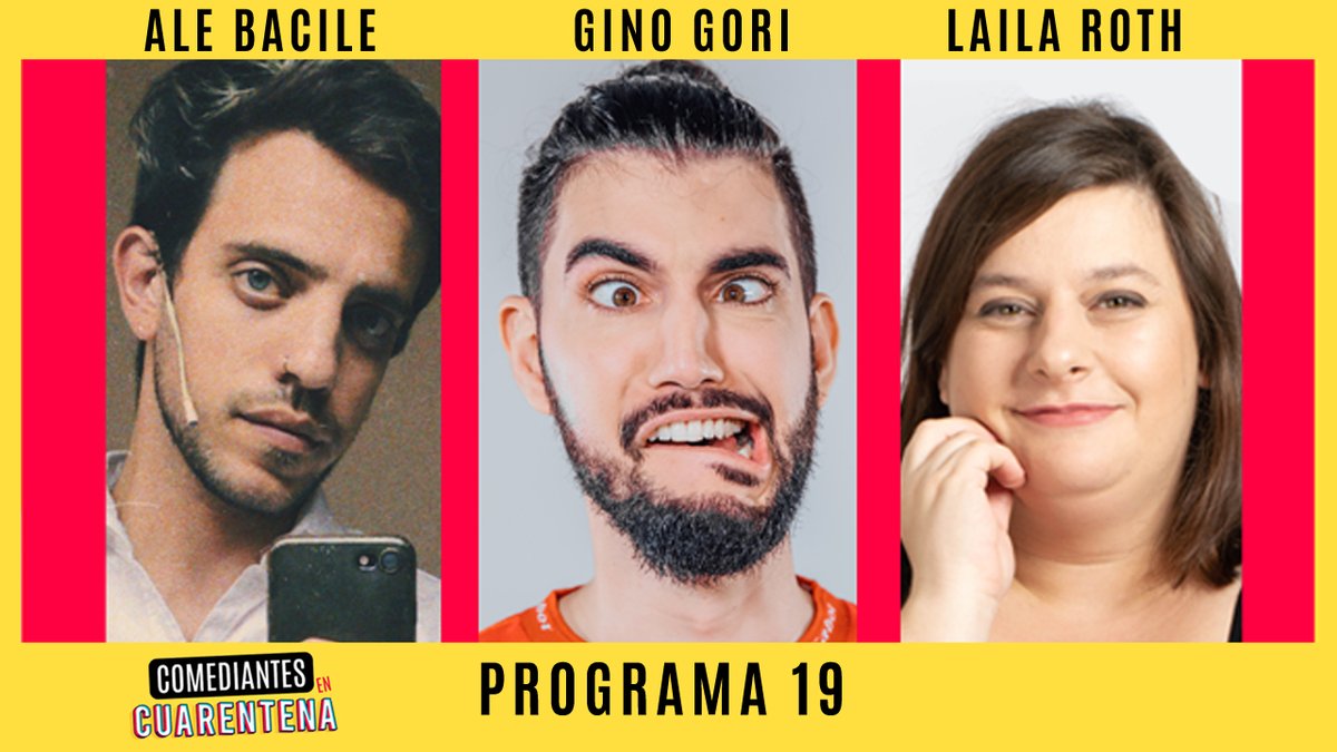 Stand Up Argentina (@standupar) on Twitter photo #COMEDIANTESENCUARENTENA
• HOY 13/4 22 HS en bit.ly/2JYDmp1 •
• Participan <a href="/AleBacile/">ale</a> <a href="/GinoGori24/">Gino Gori 💥</a> y <a href="/LailaRoth/">Laila Roth</a> •
• Presenta <a href="/GonzoVizan/">Gonzo Vizan</a> • #COMEDIANTESENCUARENTENA
• HOY 13/4 22 HS en bit.ly/2JYDmp1 •
• Participan <a href="/AleBacile/">ale</a> <a href="/GinoGori24/">Gino Gori 💥</a> y <a href="/LailaRoth/">Laila Roth</a> •
• Presenta <a href="/GonzoVizan/">Gonzo Vizan</a> •