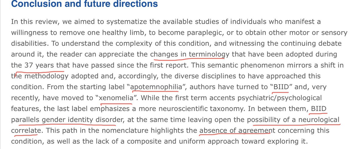 Striking parallels to Gender Identity issues in this condition. Clear evidence of * some* sexual motivation, link to social shame and homosexuality, attempts to deny sexual motivation. Focus on neutral, biological explanations gains traction. Yet! Not convincing.