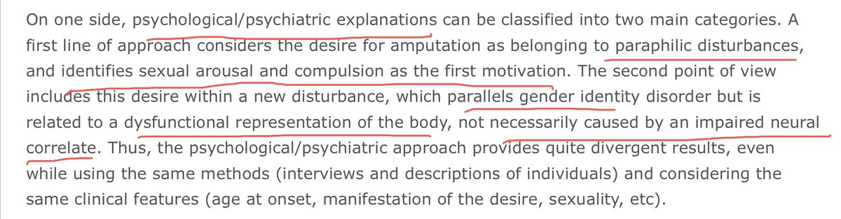 Striking parallels to Gender Identity issues in this condition. Clear evidence of * some* sexual motivation, link to social shame and homosexuality, attempts to deny sexual motivation. Focus on neutral, biological explanations gains traction. Yet! Not convincing.
