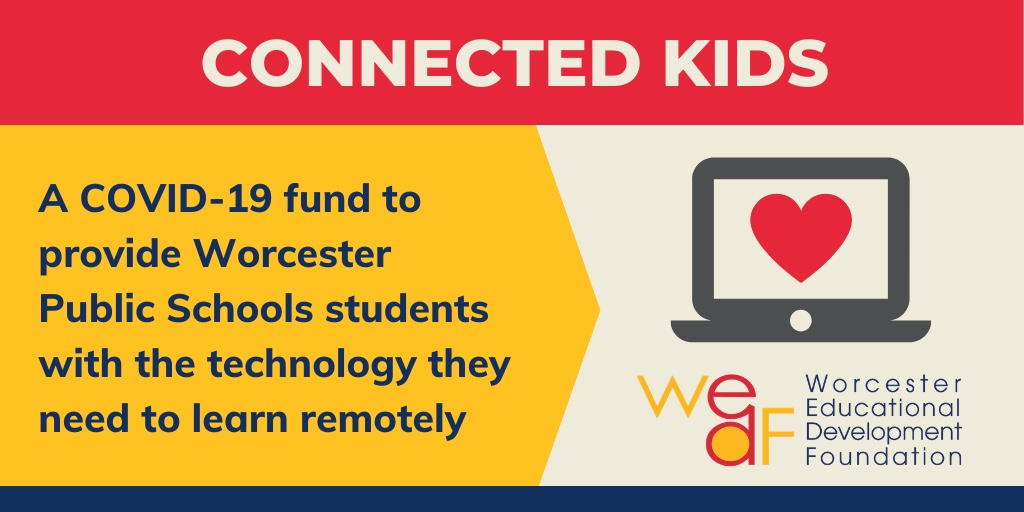 WEDFwps's tweet photo. Worcester Public Schools has identified Chromebooks as a primary need in the shift to remote learning during the global pandemic, and additional devices are needed. Donate to WEDF’s campaign to support Worcester’s students at: https://t.co/LIT5f9J18M #worcesterma #COVID19 https://t.co/X1rEwjnmHm