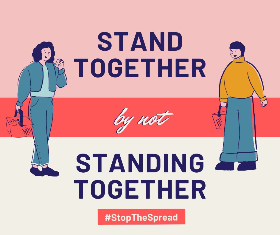 PaceUSafety's tweet photo. If you need to go out, be sure to stand 6 feet apart. Practice social distancing to stay healthy and save lives. https://t.co/IPXQ7ynYHt