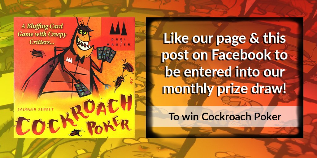 ZatuGames's tweet photo. It's that time again!🎉 This month's prize is a copy of Cockroach Poker...
To be in with a chance of winning, all you have to do is to like our page and this post on Facebook. Easy, right?
#ZatuGames #CockroachPoker #Prize https://t.co/h9HuD0vpfW