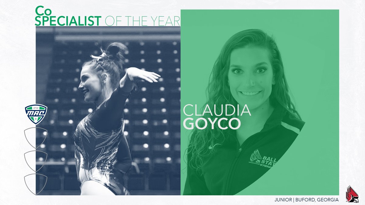 MACSports's tweet photo. #ChirpChirp 👌🏽

@claud_goyco helped lead @BallStateGYM to one of its best seasons in recent years, tying for the MAC lead in both NQS and average on the floor. In 10 meets this season, Goyco posted 9.900 or better five times on floor! 

#MACtion https://t.co/BNqzEwg2Os