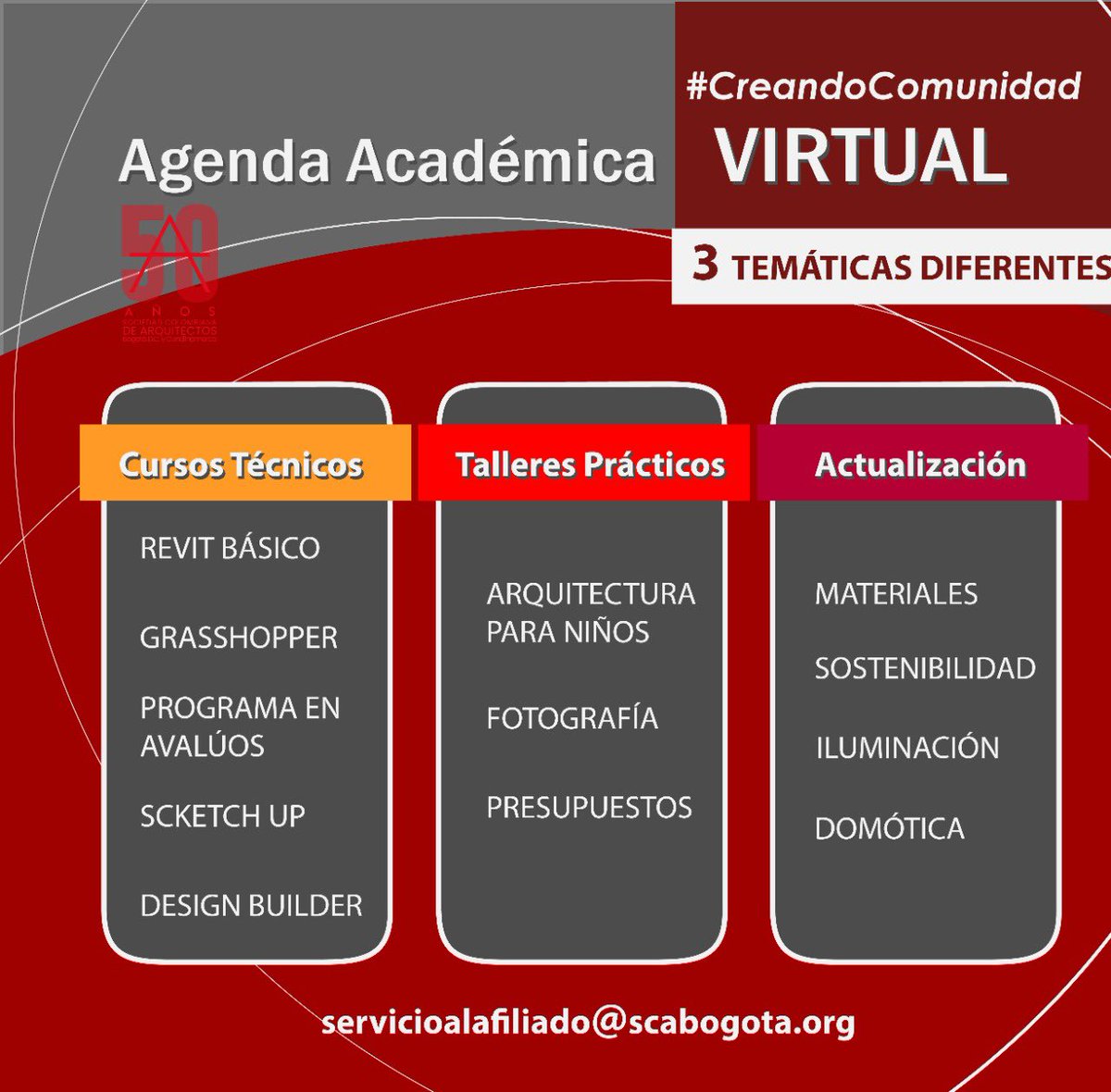 SCABOGOTA's tweet photo. #CreandoComunidad 🅰️ AGENDA ACADÉMICA VIRTUAL💻: 👉🏼 3 franjas de horarios / 3 temáticas diferentes. ESPERE la Agenda Mensual ABRIL – MAYO 🗓 ¡Sigamos en casa sin detener nuestra actualización! 💫#SCABC
Info: servicioalafiliado@scabogota.org https://t.co/QdI3tgLo2Y