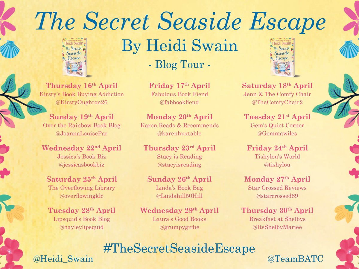 Heidi_Swain's tweet image. Wow! It's a full house for #TheSecretSeasideEscape #blogtour which launches on publication day this Thursday! Massive thanks to @harriett_col and the wonderful #bookbloggers who are journeying to #Wynmouth with me. 🌞🐚💛📖 Love the fabulous #swainette crew! #thankyou