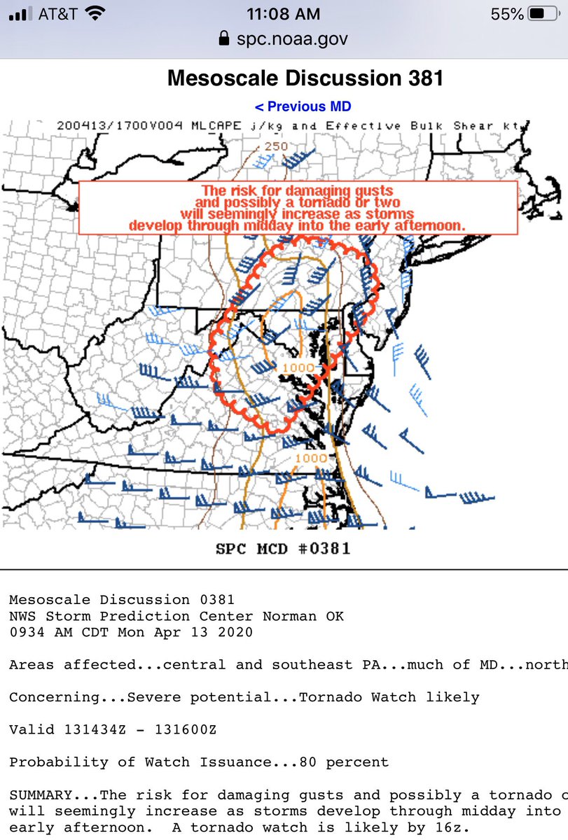TammieSouza's tweet photo. #HeadsUp #Philadelphia area #Tornado Watch is likely in the next hour #BeReady #PersonalPlan #SafetyPlan Isolated #Tornadoes #DamagingWinds I’ll update any warnings instantly here & @CBSPhilly @NWSSPC @NWS_MountHolly https://t.co/uLZAfxy3A8