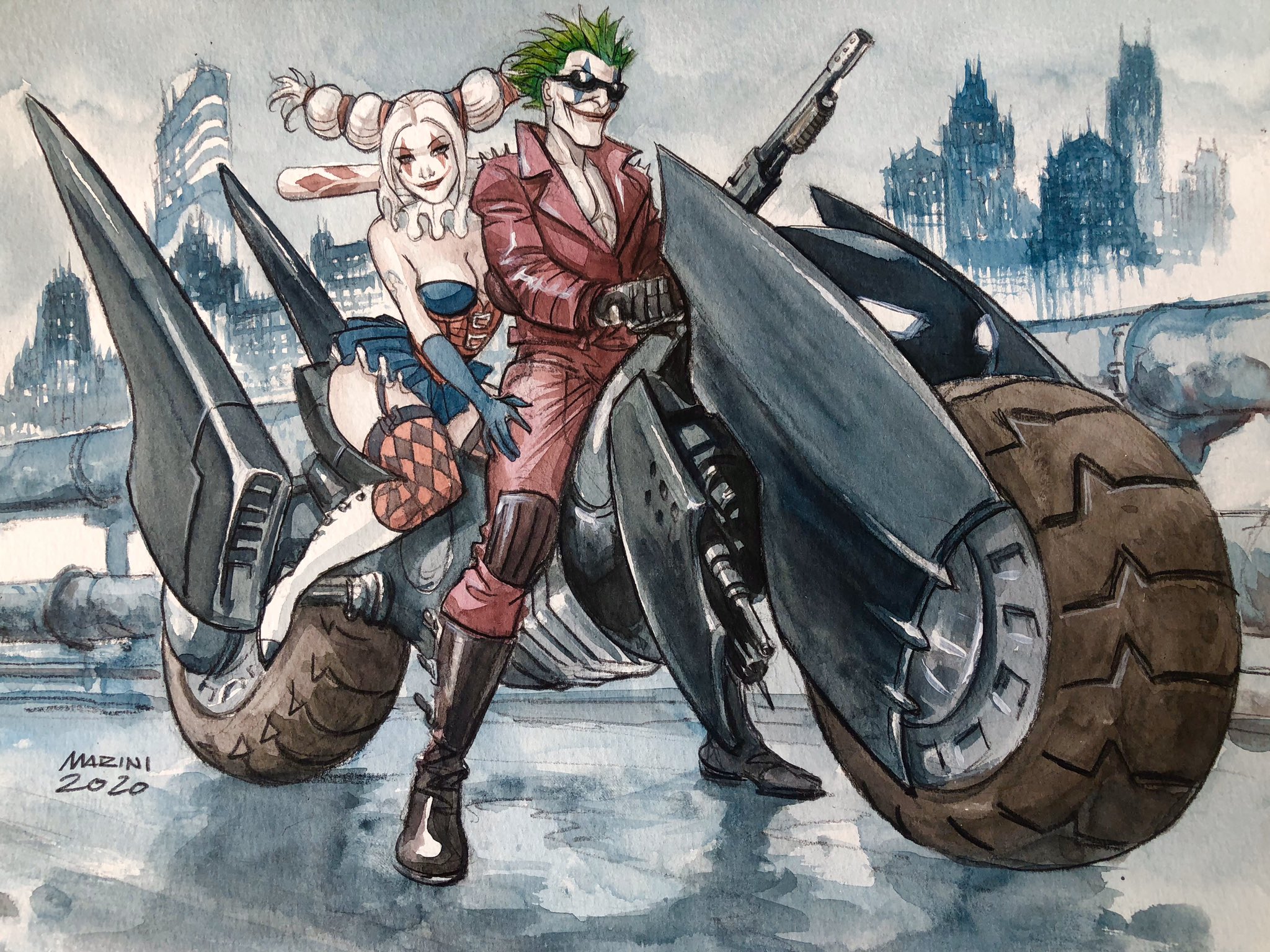 Enrico Marini on X: HARLEY QUINN & JOKER on the Batbike 🤡🃏🦇 from BATMAN  The Dark Prince Charming 🦇commission t.coyQL4dKqbo1  X