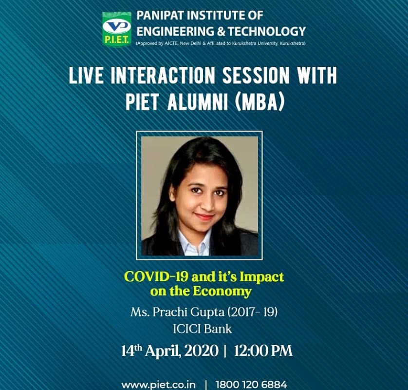 PIETPanipat's tweet photo. Learn from the experts. #PIET is organizing the  #alumni #interactionprogram on daily basis. The purpose of this session is to educate  students about latest trends &amp; emerging technologies like Data Science, #AI, #ML &amp; many more. 
#PIETAlumni #PIET #DataScience https://t.co/PNOlZ7SZLL