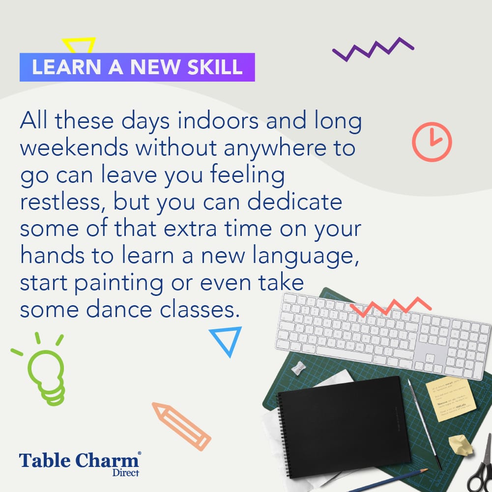 TableCharmSA's tweet photo. There’s a big volume of free tutorials, apps and resources to take advantage of too, so mastering the art of coding, photography, baking, make-up and even a new language doesn’t need to be an expensive pastime. #StayHomeWithTCDirect #DailyLockdownChallenges https://t.co/241OQa61kV