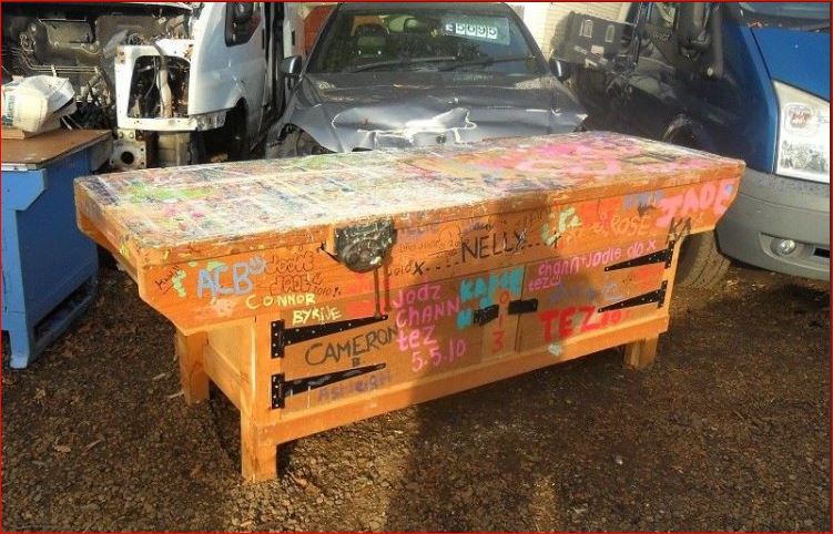 Bored. And sorting thousands of images out. Came across this folder again.This is how I found the main bench. At a car breaker's yard. One of five. One is just in shot to the left. They were painting them ALL OVER with old gloss paint. So...I got a good deal because...