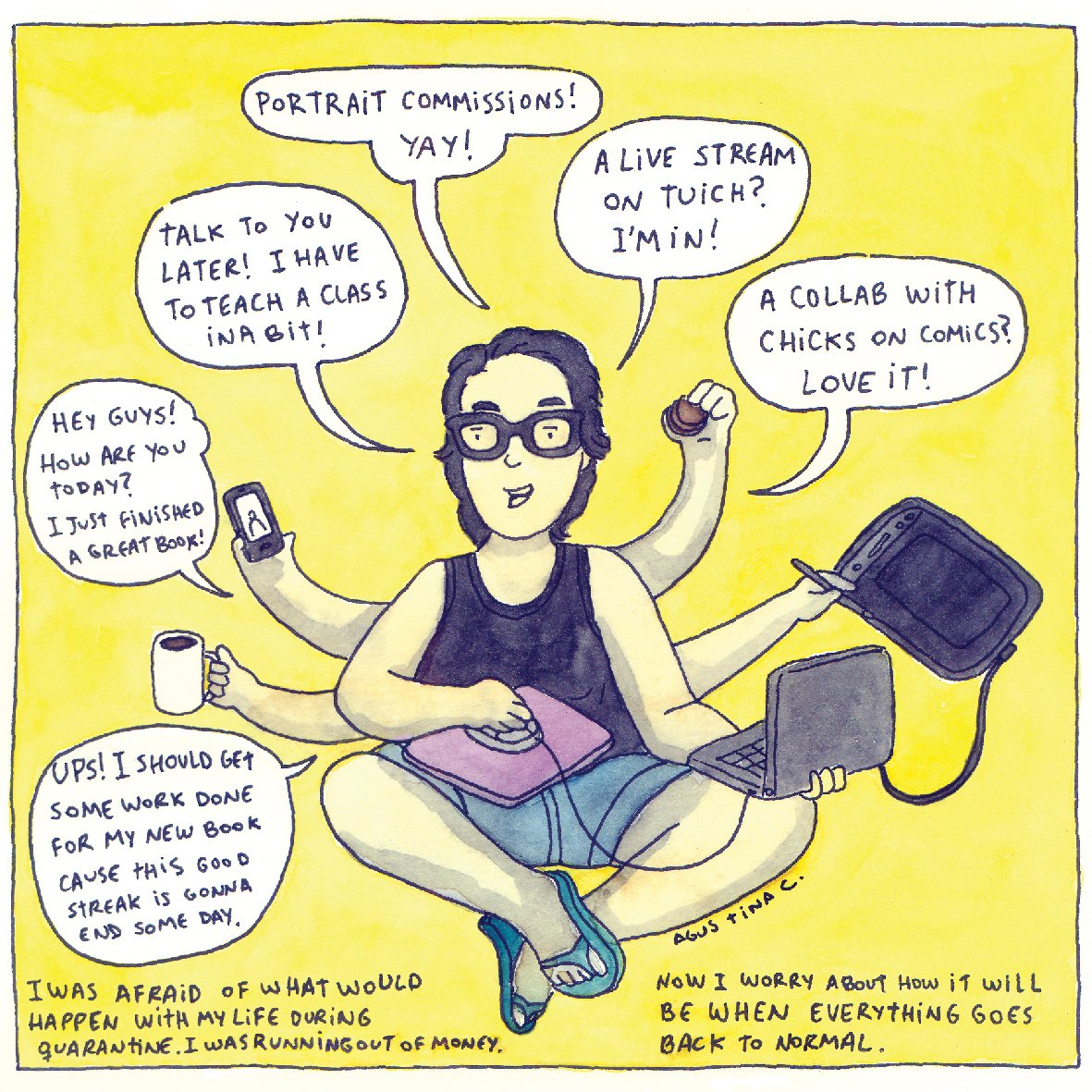 chicksoncomics's tweet photo. #118 by #guestchick @agushistorietas
#chicksoncomics #drawingdialogue #comic #quarantine
https://t.co/UpzguX7qVn https://t.co/BwHpos23mD