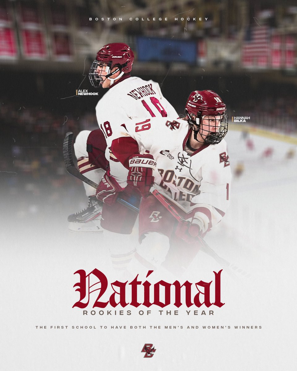 BCEagles's tweet photo. We're the the first hockey school to have both the Men's and Women's National Rookie of the Year!
@BCHockey π€π€ @BC_WHockey
#WeAreBCπ¦
https://t.co/gInOjx4HTj