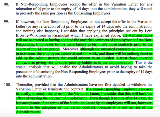 13/ As regards non-responders, if they consented outside the 14 days since employment, that would not amount to adoption as the act was by the employee & not the administrator. If they didn't respond, the administrator would also have done nothing amounting to adoption.