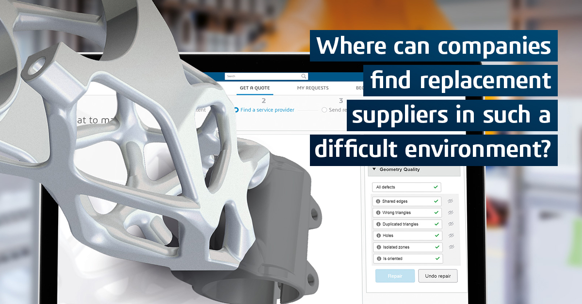 Dassault3DS's tweet photo. Many are losing their supply chains as the #COVID19 pandemic rolls on. But there are solutions. The 3DEXPERIENCE Marketplace, for example, offers a way forward. More here: https://t.co/UJISiRvJ1j https://t.co/d2Fm5mhrv3