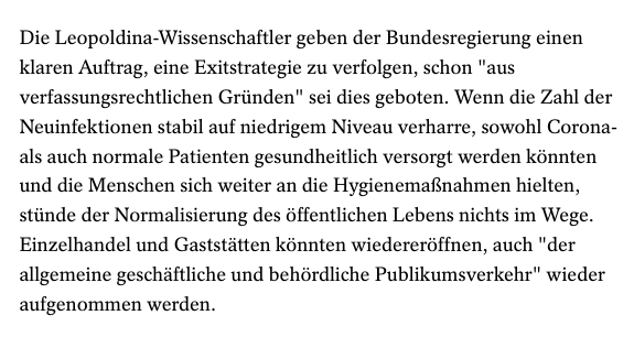 Wahnsinn. Gastgewerbe soll wieder öffnen können, Kitas bis zum Sommer nicht. 
Ich fühle mit jedem Wirt, aber Kindern ihr soziales Umfeld nehmen, ist jetzt auch nicht ohne. Könnte die #Leopoldina einmal die Güterabwägung transparent machen, die zu diesen Empfehlungen führte?