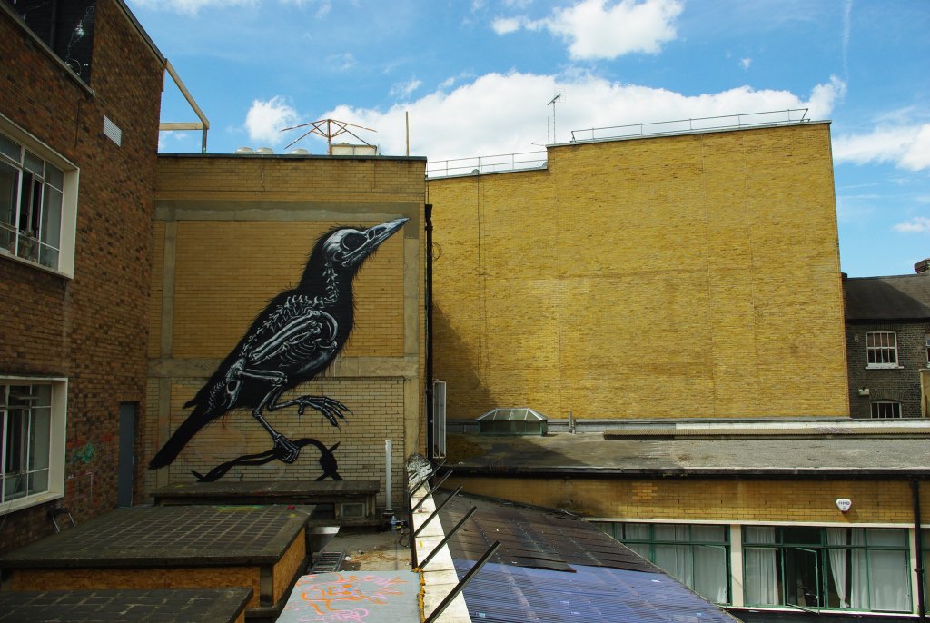 Number 5 is the Blackbird and a classic image from Belgium's  #ROA. This mural was created in Shoreditch in 2010 and is now long since disappeared. ROA's work is about the interaction of nature in urban spaces