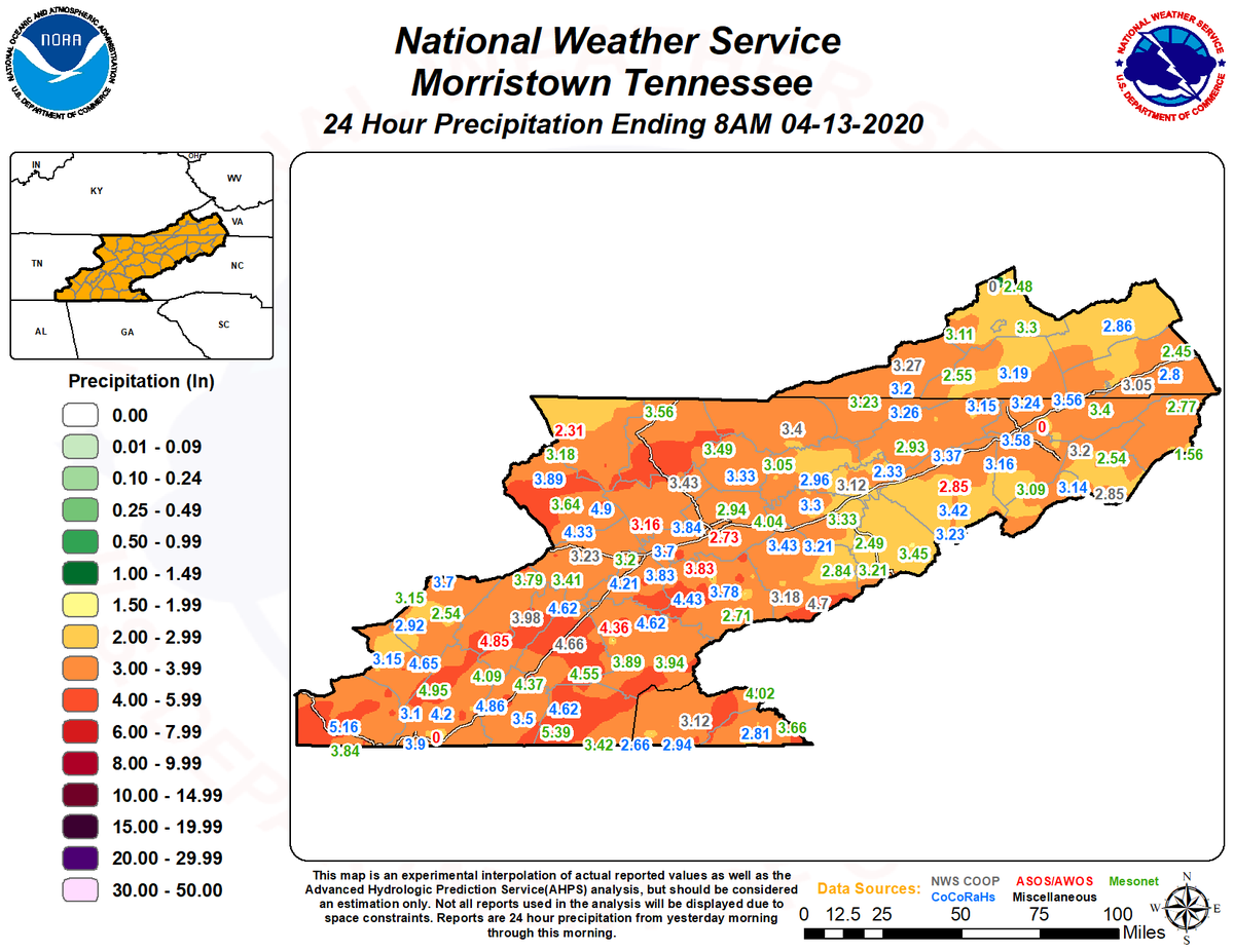 NWSMorristown's tweet photo. 24 Hour Rainfall Totals across the area: https://t.co/Mdv0GGq94y