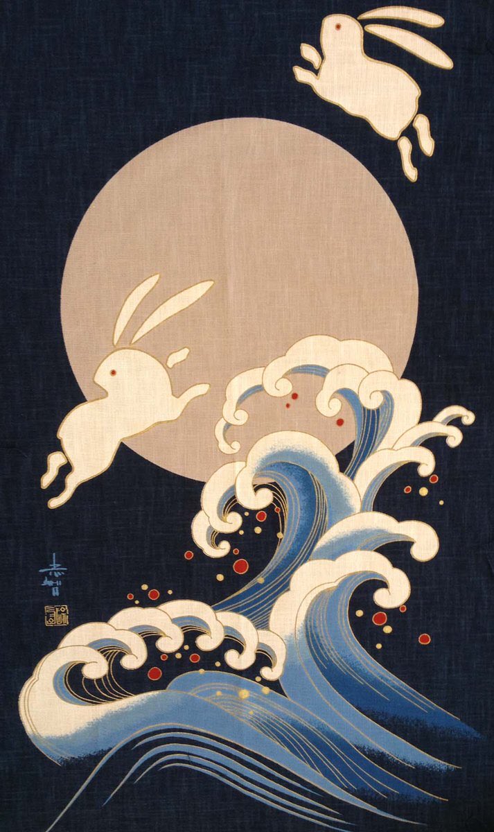 so! in eastern folklore, there is a myth about the rabbit on the moon. i grew up with picture books abt it (i’m chn). for japan specifically, they call this 月の兎, “tsuki no usagi,” and it stems from the shadows/markings looking like a rabbit making mochi.