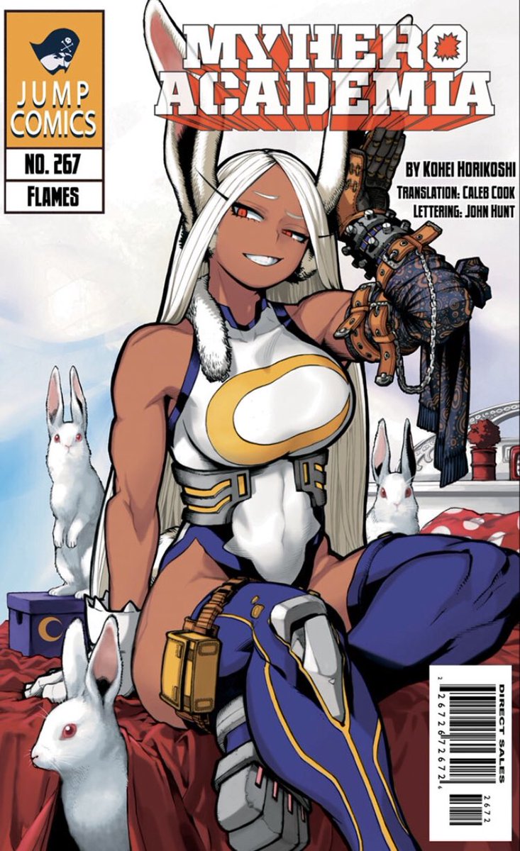 commonly, it’s depicted as a white rabbit. hori makes the connection overt with his coloring of miruko and direct visual association with white rabbits