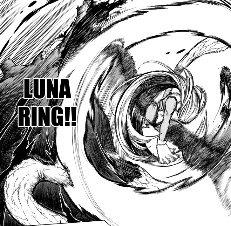 in addition to this, all of miruko’s attacks not only involve the word “moon” (luna), but also have a circular or arcing motion involved, reminiscent of the moon’s shape 
