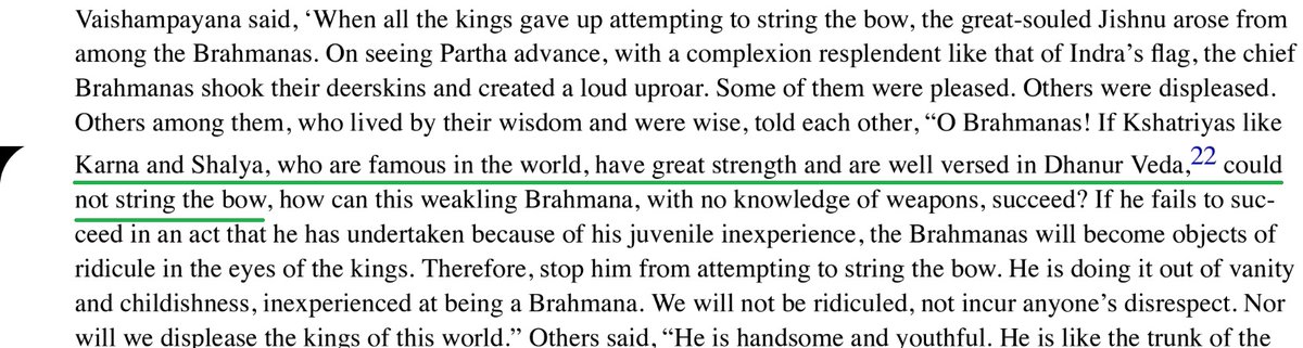 Karna FAILED to string the bow.Pic-1: Manmathadatta -1909Pic-2: BORI CEPic-3: Mahabharatataparyanirnay- Oldest commentary on Mahabharat by Sri Madhavacharya.Pic-4: The episode of Draupadi rejecting Karna was a later interpolation.