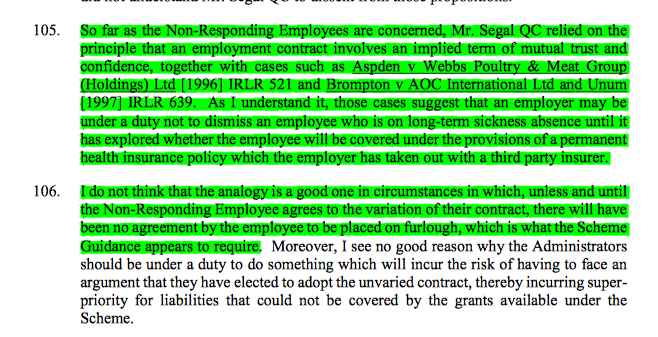 17/ As you'll know, Aspden concerned the fairness of dismissing an employee on long-term sickness absence when benefiting from PHI. It'll interest my  @42BR_Employment roommate (post-lockdown)  @RadBarrister, who was scuppered by Aspden in ICTS v Awan. Here the argument failed.