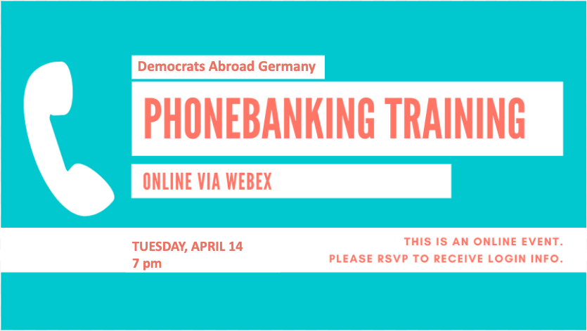 Phonebanking is easy, manageable volunteer work that you can do easily from home, and it makes a difference! RSVP here: ow.ly/3Ain50zcwIW
<a href="/DemsAbroadDE/">Democrats Abroad Germany</a> #democratsabroad #demsabroad #democratsabroadgermany #munichexpats #usagbavaria #overseas #throwshadethenvote #voteordie