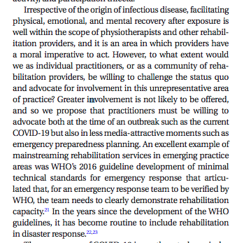 #COVID19 #COVID #Covid_19  Making a
Connection between Infectious Disease Outbreaks
and #Rehabilitation #physicaltherapy #acutePT #ICUrehab #acuteOT #SLPeeps <a href="/mmitche75859120/">DrMMitchell_DPT</a> 

<a href="/DrDaleNeedham/">Dale Needham, MD, PhD</a> <a href="/Mvmnt_Is_Med/">John Corsino</a> @iwashyna <a href="/SE_Jolley/">Sarah Jolley, MD, MSc</a> et al...

utpjournals.press/doi/pdf/10.313…