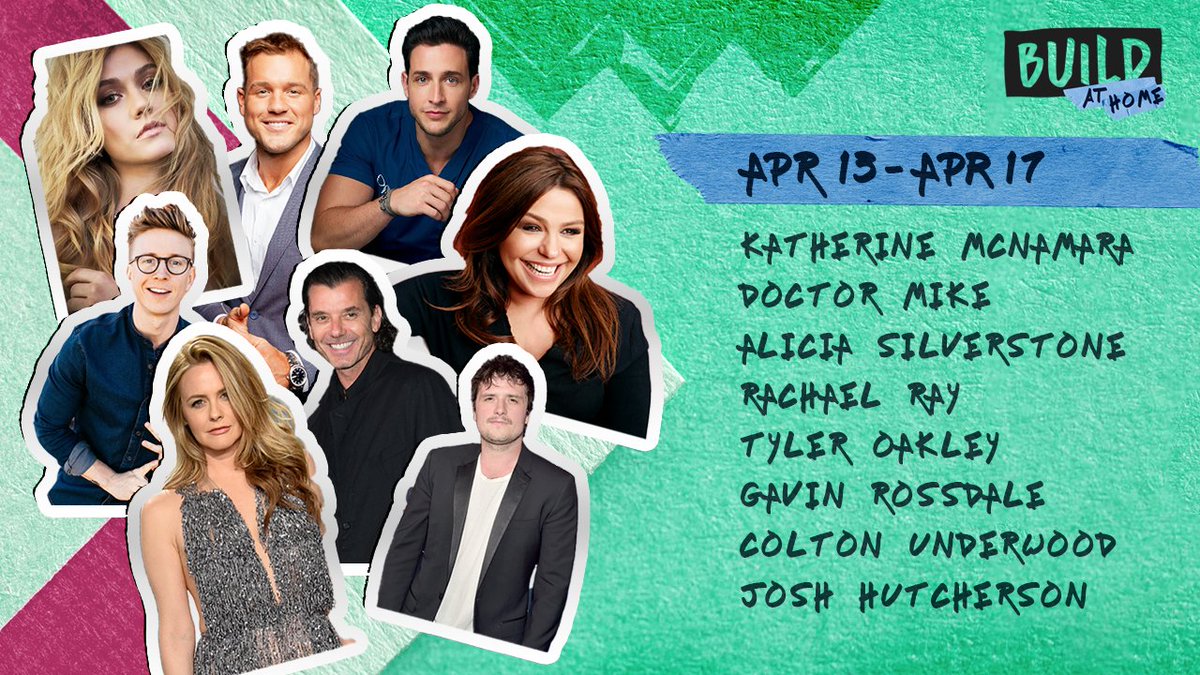 BUILDseriesNYC's tweet photo. We hope everyone is staying safe &amp; healthy. This week at home: @Kat_McNamara, @RealDoctorMike, @AliciaSilv, @rachaelray, @tyleroakley, @GavinRossdale, @colton, @jhutch1992 &amp; many more at https://t.co/M8xULp80xC! https://t.co/uL0XeOLIcj