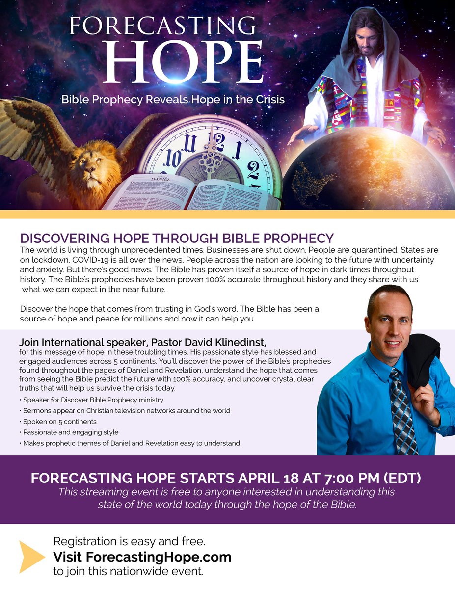 The Chesapeake Conference is partnering with SermonView to host a conferencewide online live stream evangelistic series from April 18 – May 2 entitled Forecasting Hope.
Join at forecastinghope.com