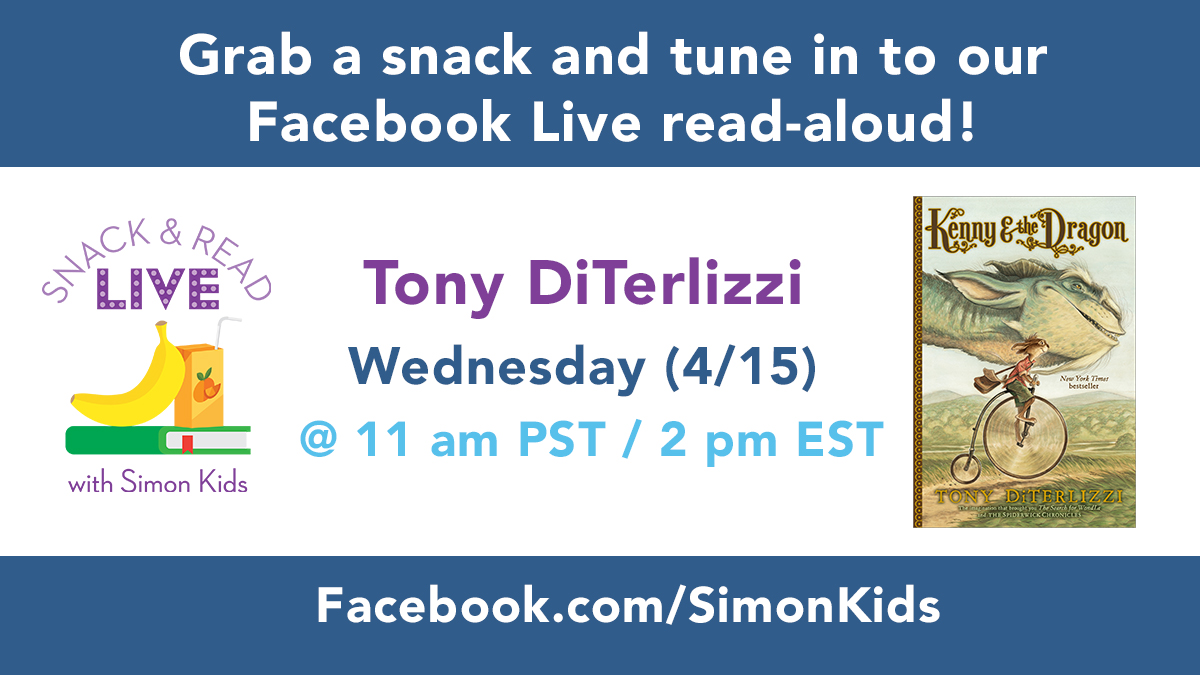 TonyDiTerlizzi's tweet photo. Join me, Kenny Rabbit and Grahame, the dragon as I read "Kenny &amp; the Dragon" LIVE this Wednesday at the @SimonKIDS Facebook page: https://t.co/RA2FClgR48 #Kennyandthedragon #readaloudalert https://t.co/g0hzgr8IEp