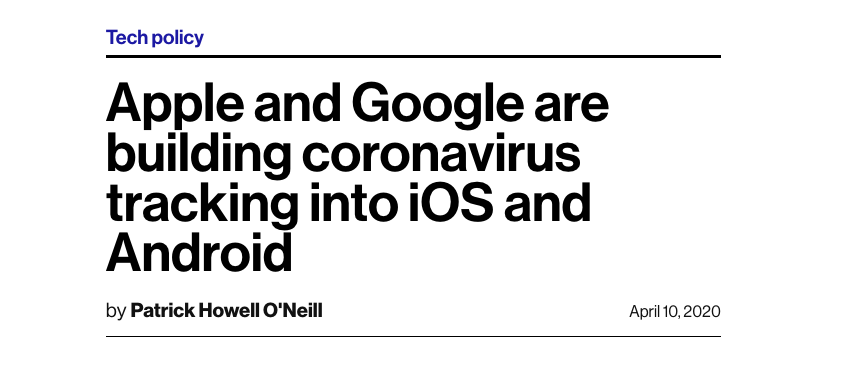 Great article on using cell phone GPS tracking to notify users of #COVID19 exposure. A joint app project of <a href="/Apple/">Apple</a> and <a href="/Google/">Google</a>. 
What's your thoughts on this use of tech? 1984 Big Brother-esq or necessary use of data?
tiny.cc/phonecovidapps