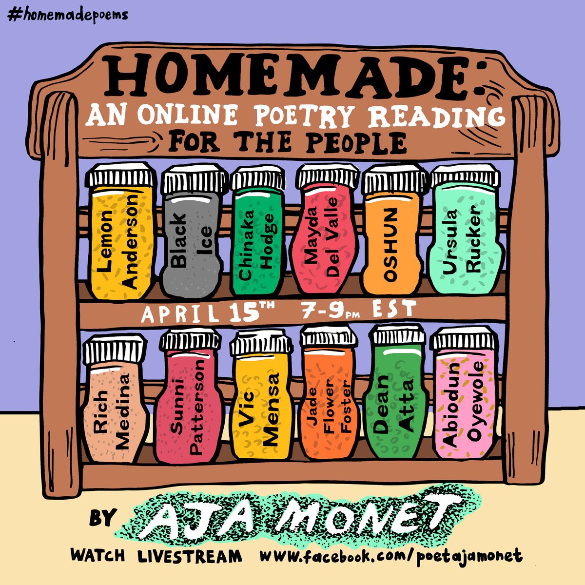 This week we have an incredible Homemade poetry reading feat @VicMensa @oshuniverse @richmedina @urucker @mayda1 @LemonAndersen AND a special feature by our comrade @KMPyouthjustice aka King Moosa who was released from prison last week and will be reading poetry as a FREE MAN!