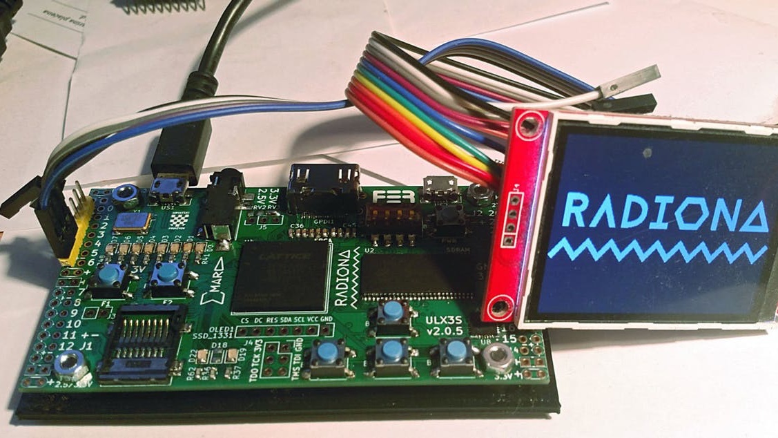 Hacksterio's tweet photo. As @RadionaOrg wraps up their ULX3S campaign, let's take one more look at the open source ECP5 FPGA dev board: https://t.co/R25xu7GTYL https://t.co/TA62Ac1buC