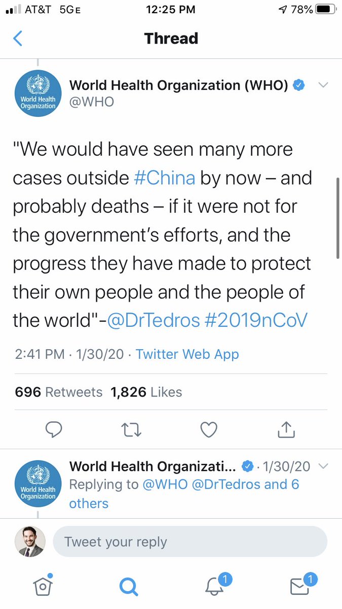 It bears repeating: the  @WHO had already been notified that the PR they were going to put out was a lie. And it wasn’t just one lie. They had a full-court press of information praising China that doesn’t come close to passing the laugh test. Screenshots below.