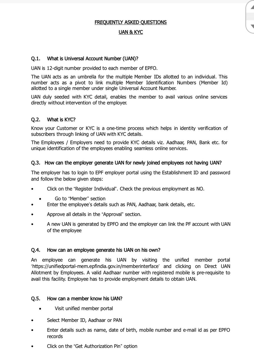 officialepfo's tweet photo. Frequently Asked Questions about UAN &amp; KYC.

 #IndiaFightsCorona  #EPFO  #CoronavirusOutbreak  #SocialSecurity https://t.co/UBAUYyYwIN