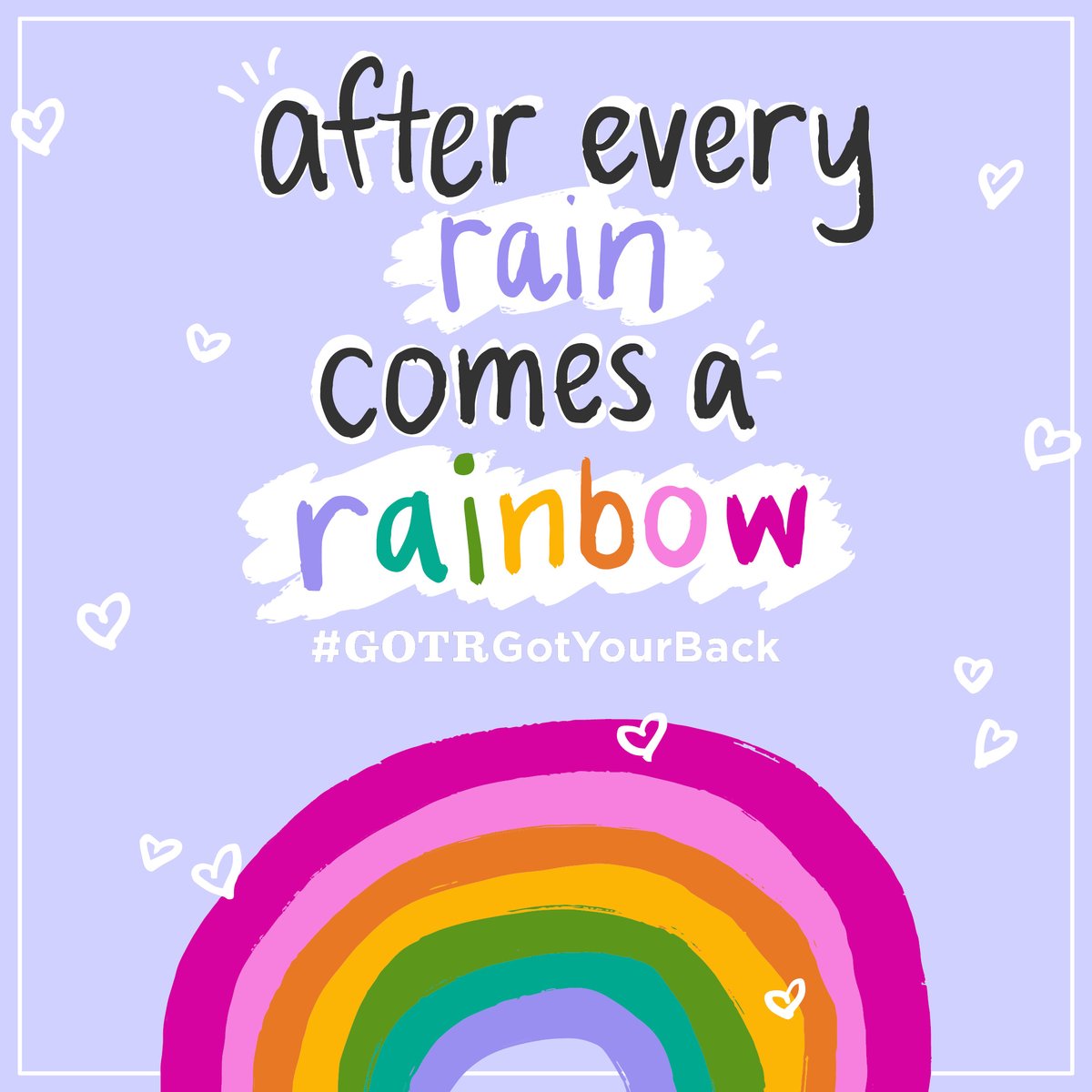 GOTRSac's tweet photo. We’re looking forward to the rainbow after this storm, and we encourage you to do the same. 🌈 What’s your favorite color of the rainbow? #gotr #girlsontherun #GOTRGotYourBack #covid19 #coronavirus #rainbow #charity #favorites #children #parents #stayathome #socialdistancing https://t.co/y9GNnwlRon