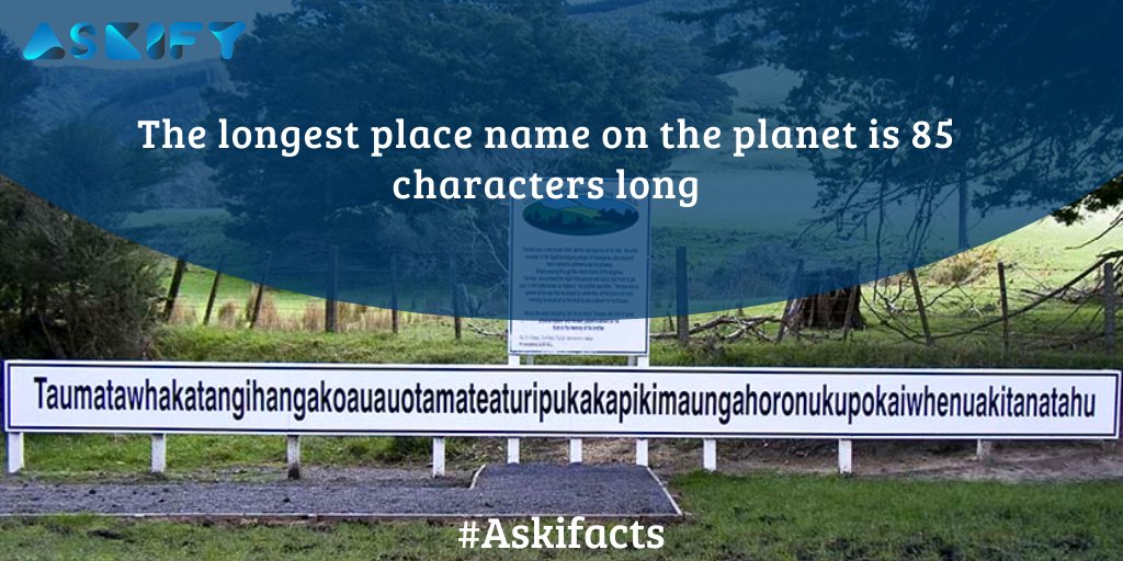 Askifyqna's tweet photo. Taumatawhakatangi­hangakoauauotamatea­turipukakapikimaunga­horonukupokaiwhen­uakitanatahu
#askifacts #askify #facts #factsdaily #awesomefacts #longestname #longestplacename #letters #alphabets #85letters #85characters #characters #placenames #newzealand #northisland #mondayfacts https://t.co/488F4V0iF0