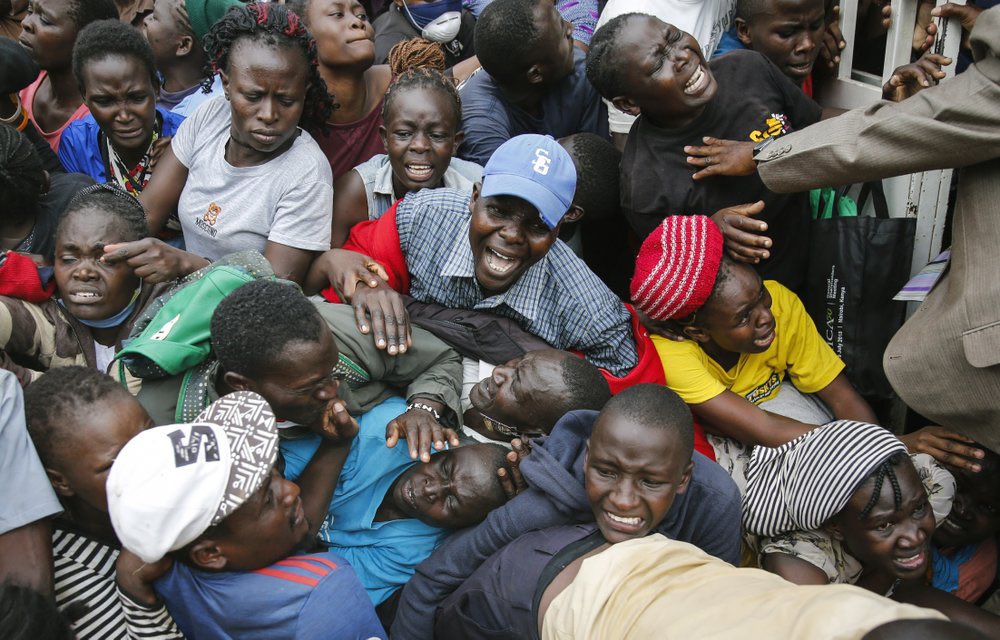 1. Thousands of residents of Kibera (Nairobi, Kenya), Africa’s largest slum, scramble for food aid as they are prevented from working due to coronavirus restrictions and widespread starvation becomes a reality.  https://apnews.com/49ddf9d37f7238730c16e7b61bfe3de9