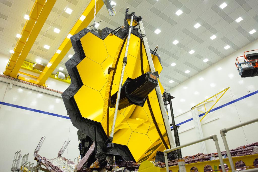 NASA's James Webb Space Telescope's partially deployed primary mirror. 