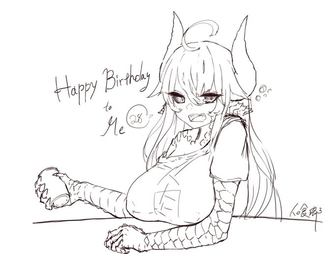 これは自分の誕生日を忘れていてラフしかない誕生日絵。今日中に完成すれば間に合うから。 