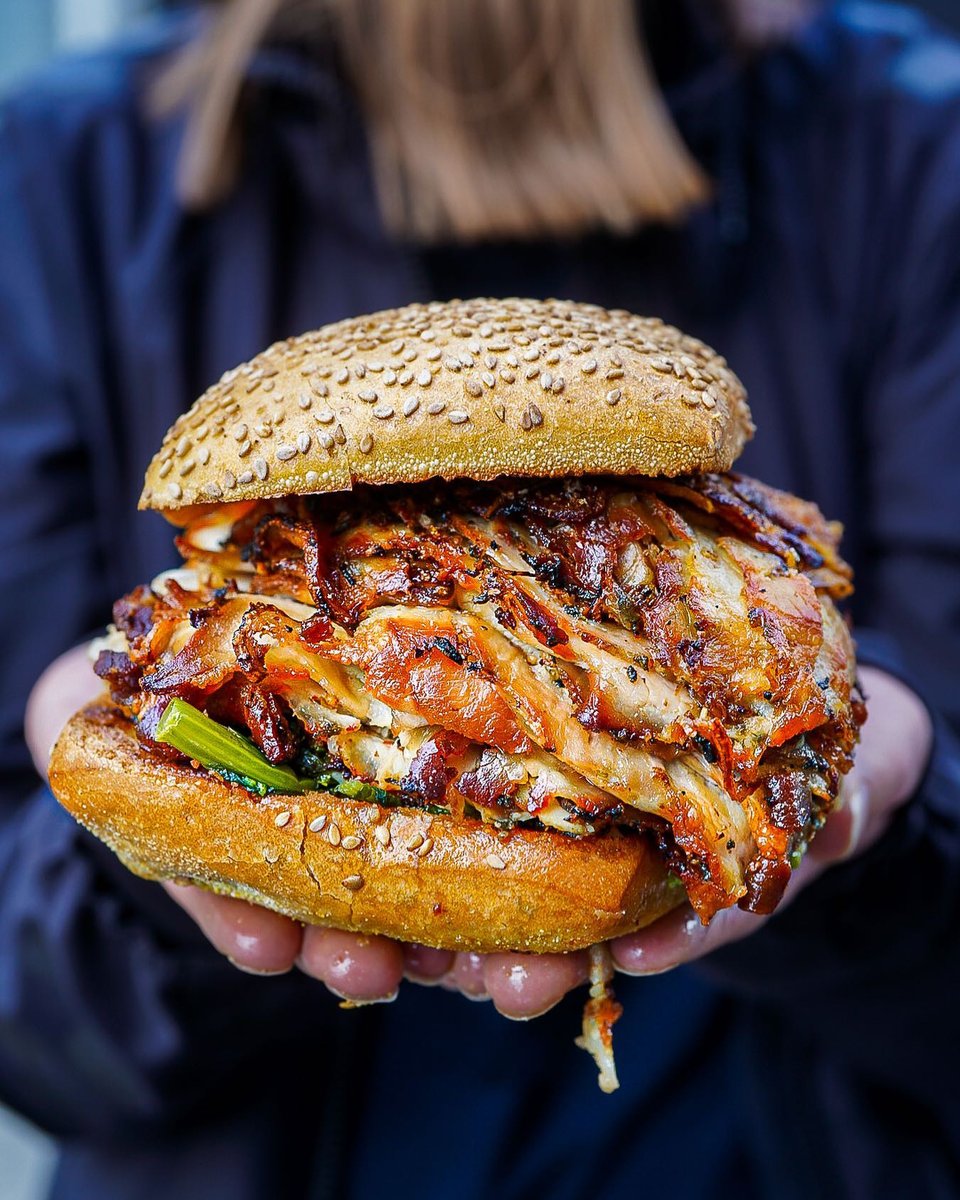 PORCHETTA stacked high with broccoli rabe and parmigiano! Avail. for delivery now thanks to MeksDirect! mekelburgs.com/meksdirect-loc…